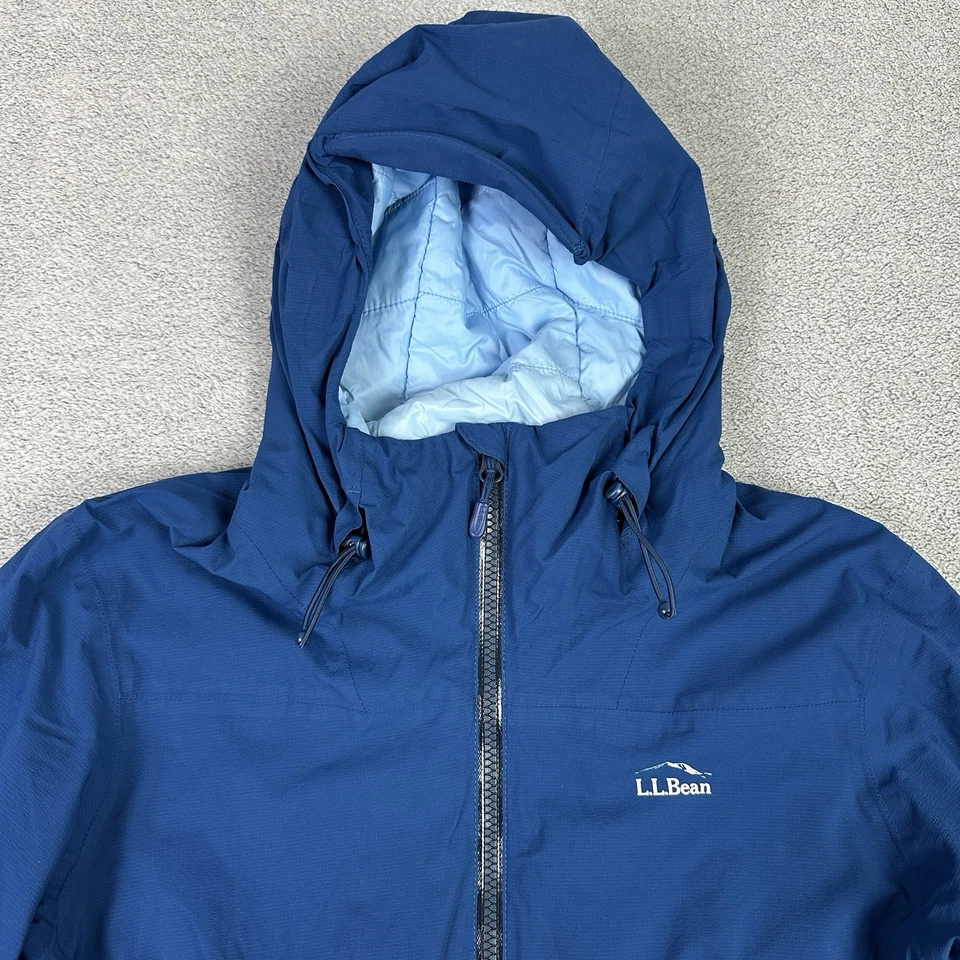 LL Bean Waterproof PrimaLoft Packaway Jacket Womens M Petite Blue Insulated READ - Image 2 of 4
