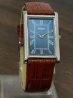 Vintage Seiko Slim Men's Leather Strap Wrist Watch-Blue Dial