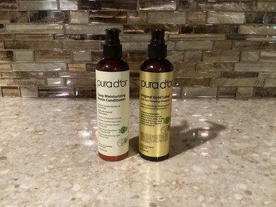 PURA D OR Gold Label ANTI HAIR THIN SHAMPOO & DEEP MOISTURIZING CONDITIONER 8 oz