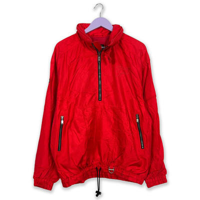 Windschutzjacke Descente Vintage Rot A Halbe Zip mit Kapuze Alter 90 - Größe