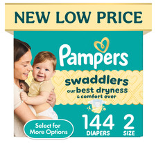 Pampers Swaddlers Fragrance Free Baby Diapers Size 2, 144 Count Select for Mor