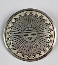 Hopi Stamped Sterling Sunface Pendant Pin 36mm Signed 🔥🔥🔥🔥🔥🔥🔥🔥🔥🔥🔥🔥