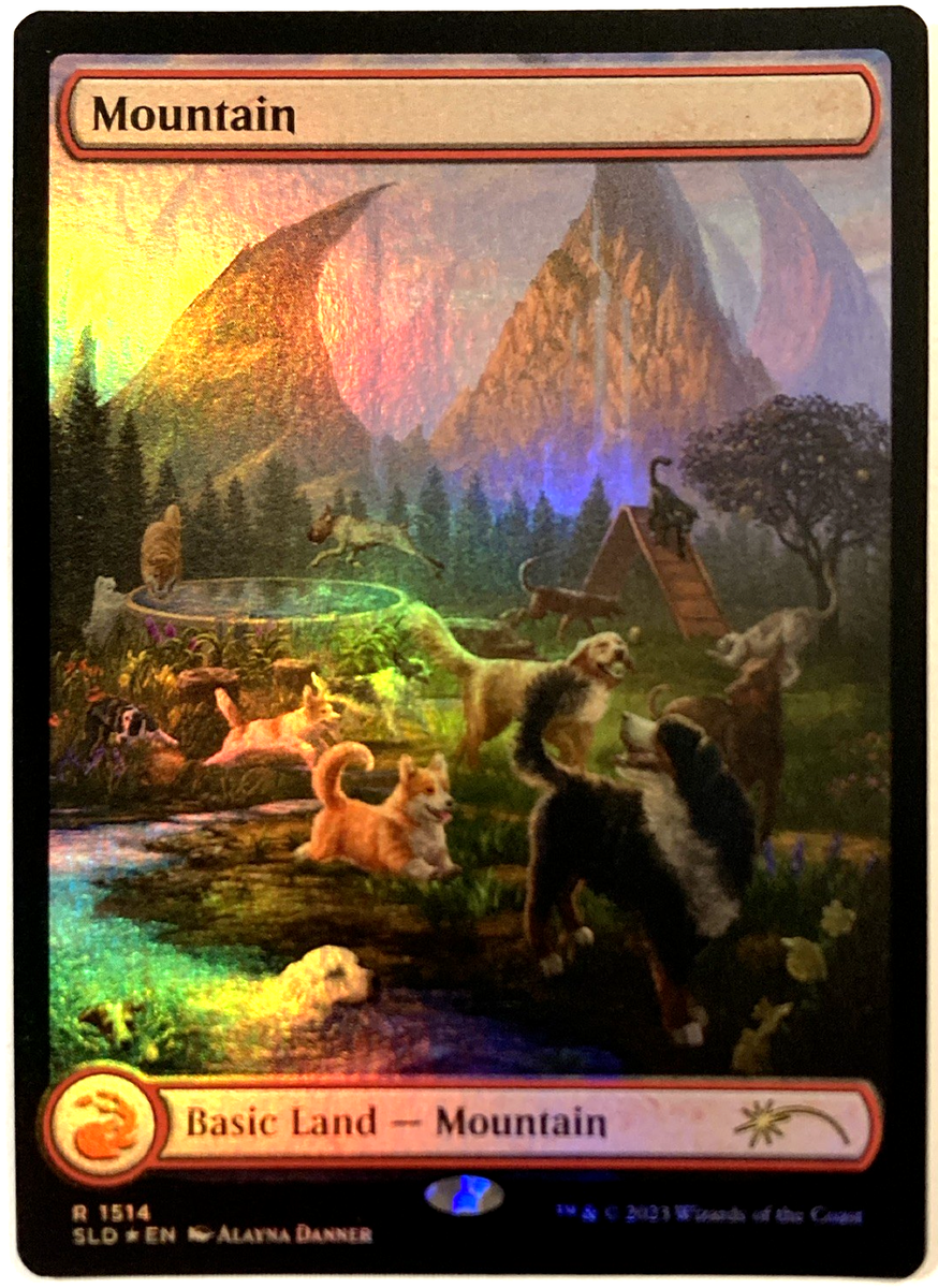 MTG Mountain (Foil) Secret Lair Drop Raining Cats And Dogs 1514 NM