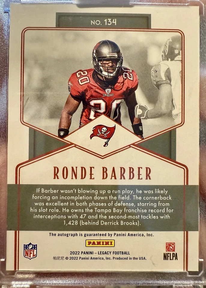 Autógrafo Panini Legacy 2022 - Legends Ronde Barber #134 amarillo 16/20 Buccaneers Foto 2 de 2