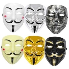 6 Pack V for Vendetta Mask,Guy Fawkes Quality Anonymous Hacker Cosplay Party