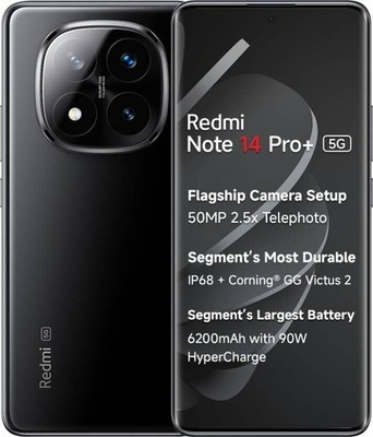 REDMI Note 14 Pro+ Plus 5G Titan Black 512 GB 12 GB RAM Global Version Unlocked