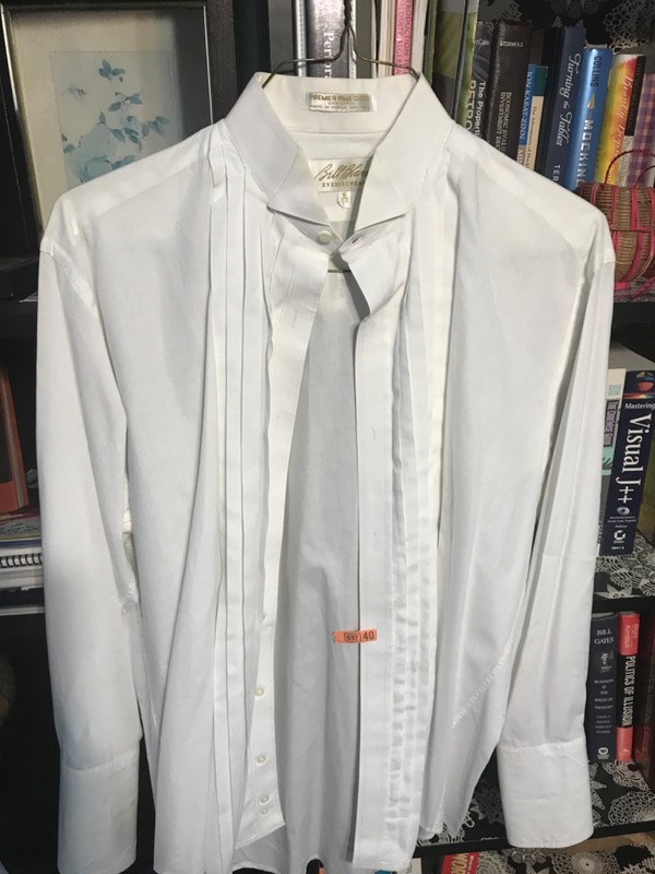 Bill Blass Evening wear Tuxedo Dress Shirt 16 32/33 White Formal Pleated Front