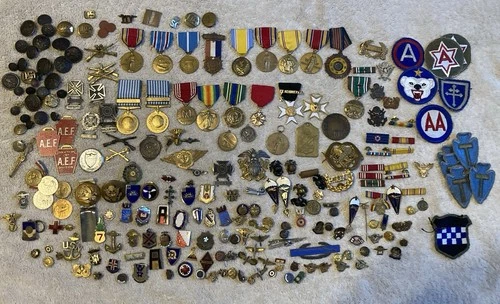 Vintage Lot Military Army Ww2 Korea Medals Badges Pins Insignia Patches Navy Old