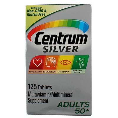 4 Pack Centrum Silver Adults 50+ Multivitamins Tablets, 125 Ct