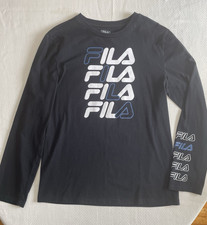 Fila boys long sleeve black logo top xl 18