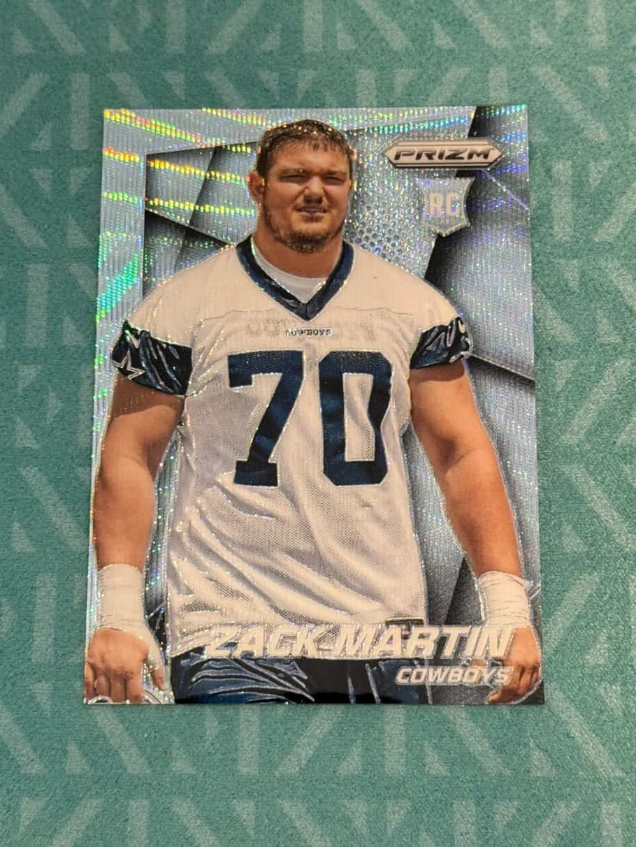 2014 Prizm Zack Martin Light Blue Wave Rookie RC /99 Dallas Cowboys
