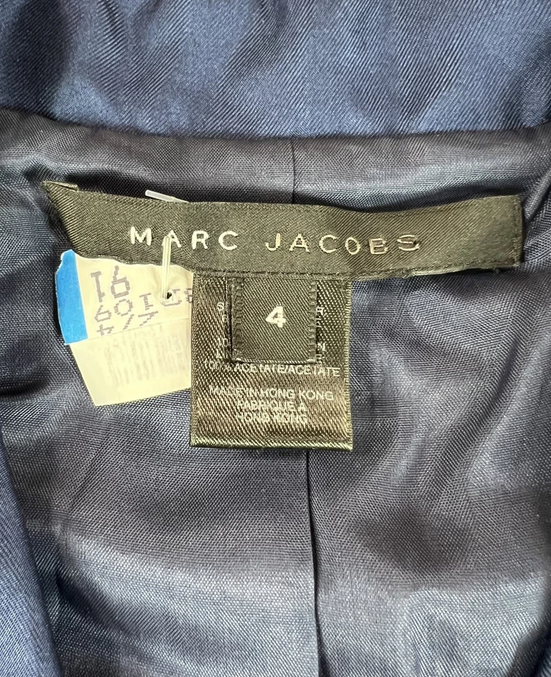 Chaqueta De Colección Marc Jacobs Para Mujer 4 Azul Lana Mezcla Seda Doble Pecho Tweed Foto 2 de 4