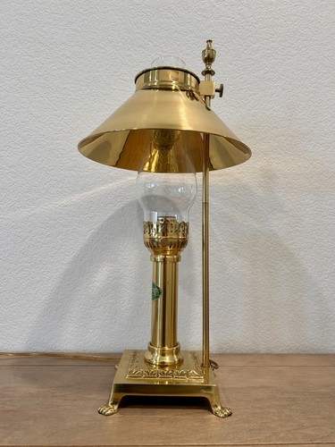 Vintage Brass Paris Orient Express Istanbul Desk Lamp Railroad Claw Feet 20” - Picture 9 of 14