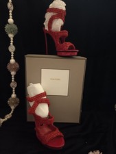 Tom Ford Red Ankle Strap Sandals Size 7.5