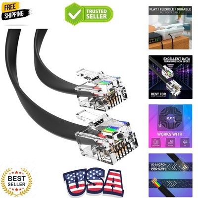 10FT RJ11 Cable Phone Cord for Landline & Telephone Cord for RJ11 to RJ11 Dev...