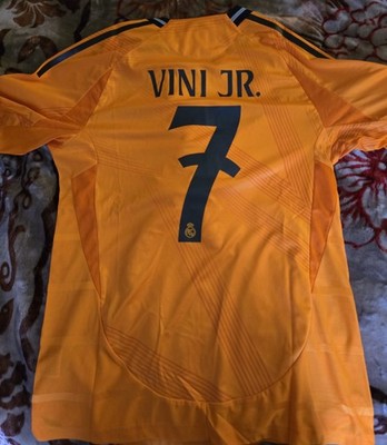 Adidas Real Madrid Vini Jr. #7 Orange Soccer Jersey Large Slim Fit