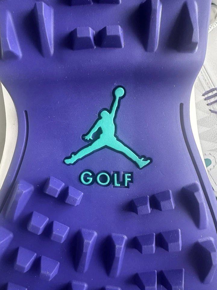 Men’s Jordan ADG 5 W White Grape Ice Golf Shoes Size 10 FQ7874 100 (NEW) - Image 3 of 4