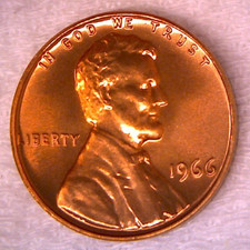 1966 SMS LINCOLN MEMORIAL CENT PENNY
