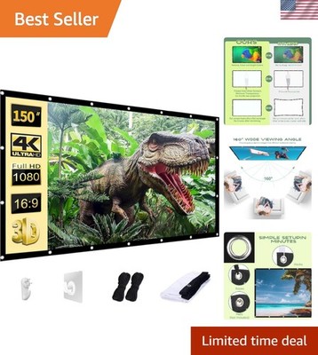 Matte Finish 150 Inch Projector Screen - Wide Viewing Angle & Portable Design