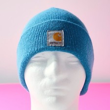 Carhartt Beanie Youth Blue Cuffed Ribbed Winter Knit Hat Acrylic