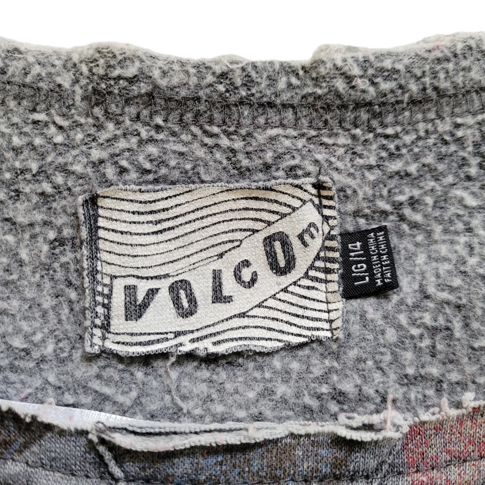 Volcom Women's Gray Pullover Low Shoulder Sweater Faded Geometric Pattern Size L - Image 3 of 4
