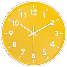 12 Inch Modern Indoor Outdoor Clock,Round Bright Colorful Dial,Non Ticking Si...