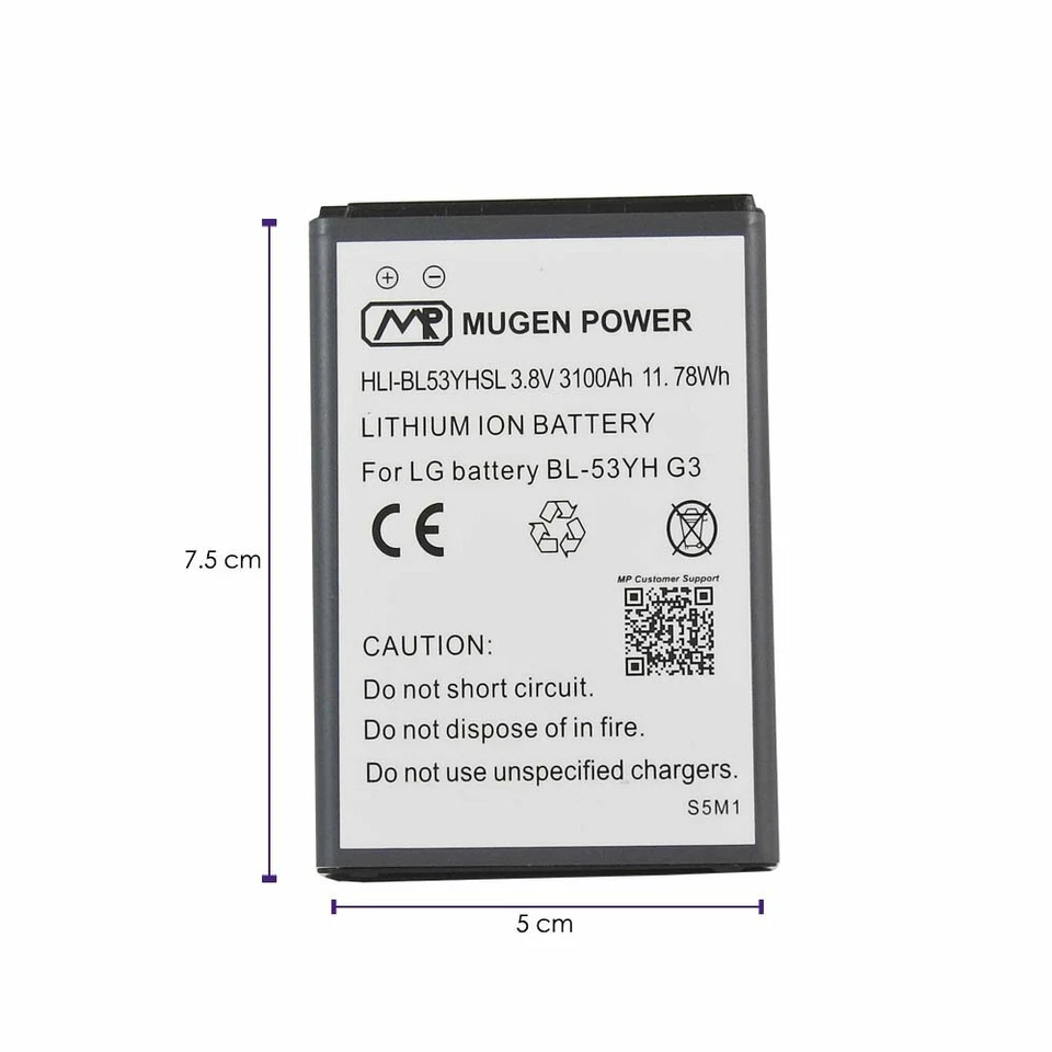 Batería delgada Mugen Power Extended 3100 mAh para LG G3 de iones de litio Foto 2 de 4