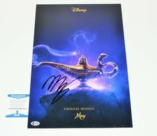 ACTOR MENA MASSOUD SIGNED 'ALADDIN' LIVE ACTION MOVIE POSTER BECKETT COA 2019