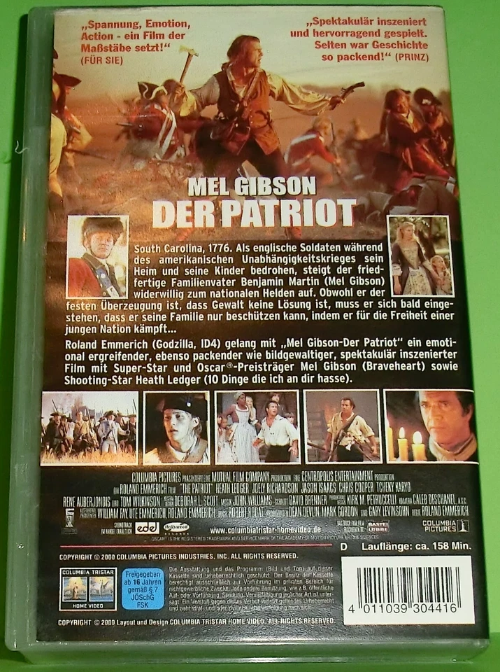 Der Patriot (VHS Video Kassette) 2000 | Lauflänge: ca. 158 Minuten | Mel Gibson - Bild 2 von 3