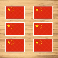 Set of 6 China Flag Vinyl Stickers - Waterproof and Fade-