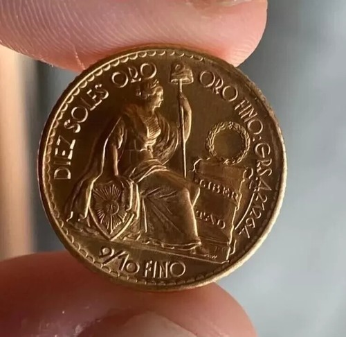 PERU' 10 SOLES 1965 ORO GOLD 900 FIOR DI CONIO UNC - Imagen 2 de 3