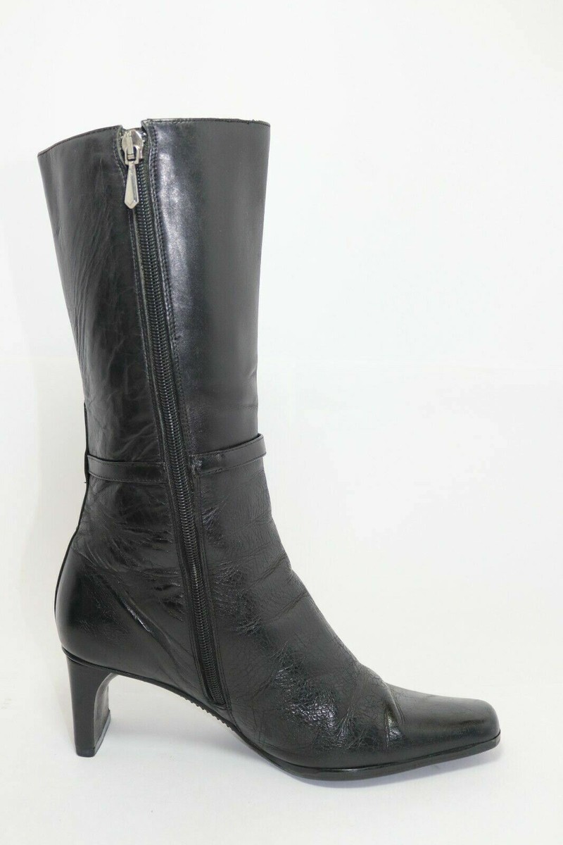 Bottes Pointues Luciano Barachini - Tout Cuir Noir - Taille 38.5 - Talon Aiguille