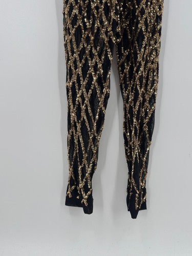 Slick it Up New York Mens Black Gold Sequin Short Sleeve Jumpsuit Sz S - Picture 7 of 10
