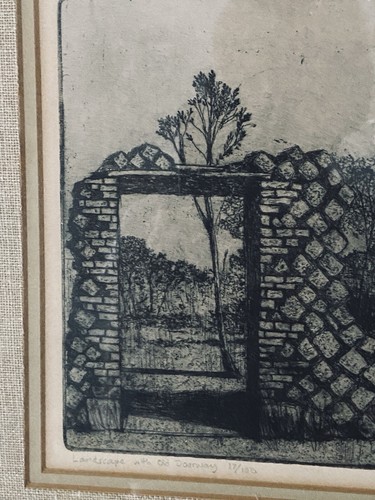 Gillian Pederson-Krag signiert & nummeriert 1963 "Landschaft mit alter Tür" 17/100 - Bild 3 von 10