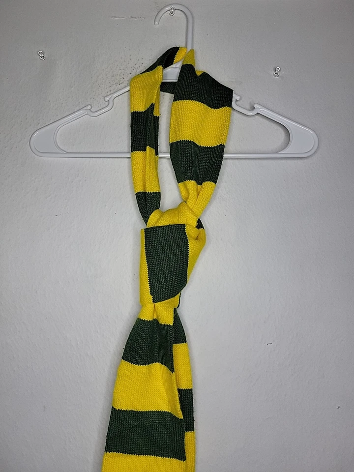 Cejon Yellow Green Rugby Striped Knit Fringed Scarf Women's One Size - Image 2 of 4
