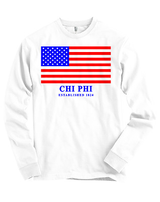 Chi Phi USA Flag Bella + Canvas Long Sleeve T Shirt NEW