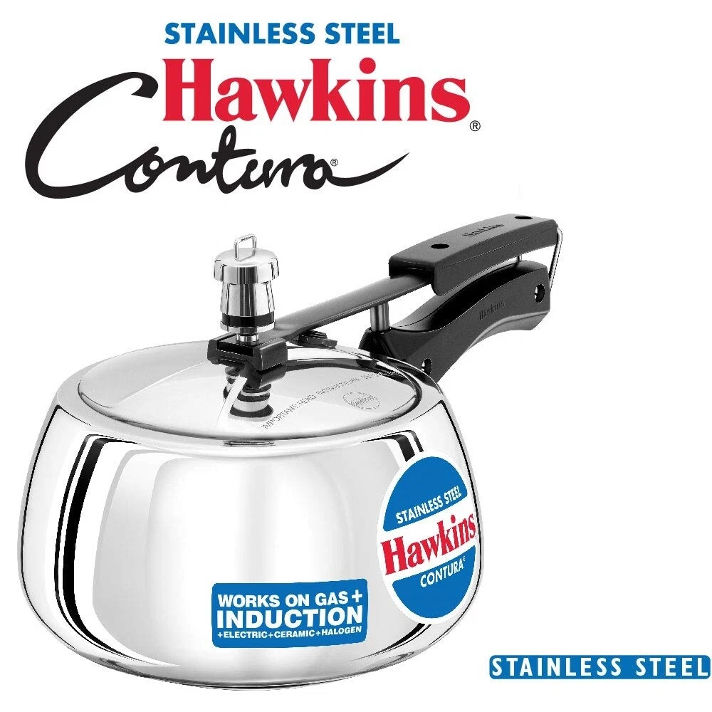New Hawkins Contura Stainless Steel Pressure Cookers Silver All Size Available