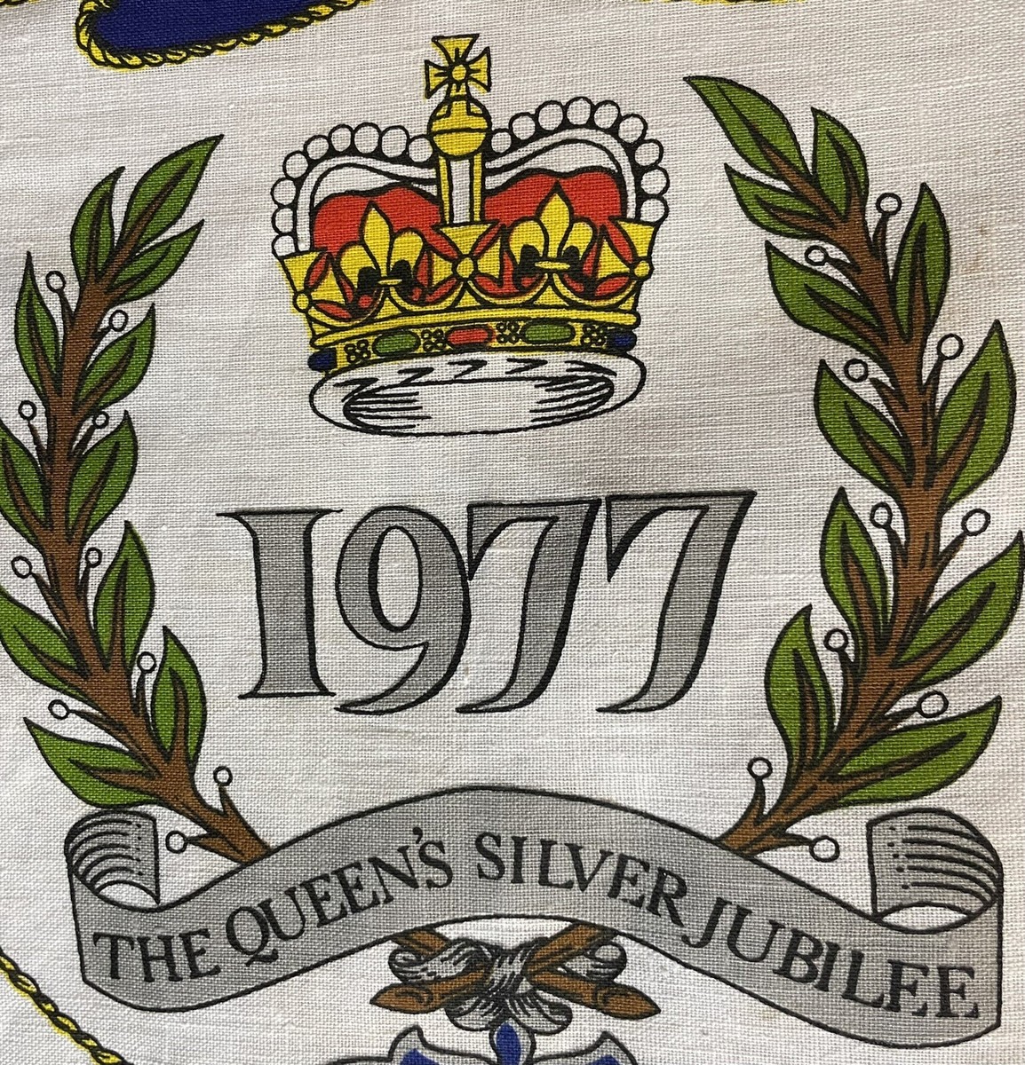 Vntg '77 Queen Elizabeth Silver Jubilee Tea Towel Clive Mayor