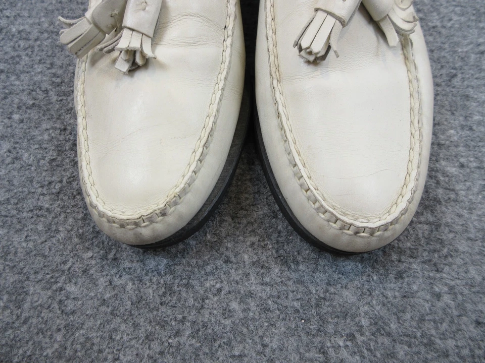 Maus & Hoffman 鞋男式白色皮革流苏乐福鞋休闲 9 N 码 — 第 2/4 张图片