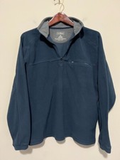 LL Bean Sweater   Mens Medium M Blue Fleece Outdoor 1/4 Zip Pullover Polyester