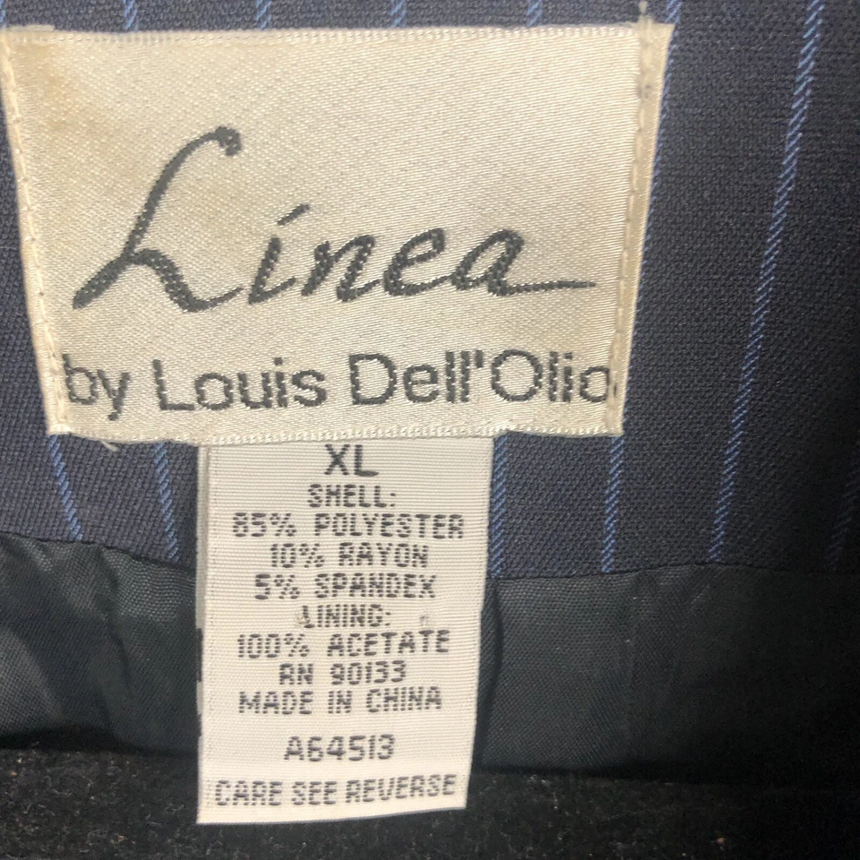 Linea Louse Dell Olio Blazer Womens XL Navy Blue Pinstriped Embroidery Art — 第 4/4 张图片