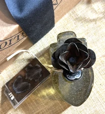 Jan Barboglio Glass iron ROSE 🌹Figure Signed IRON Retired HAND BLOWN BOX / TAG