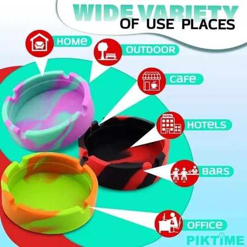 3Pcs Silicone Ashtrays for Cigarettes - Rubber Tray High Heat Silicone Ashtray - Picture 5 of 7