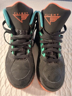 Nike boys Flight Lite 685408-001 Black Blue Lace Up Sneakers Shoes Size 5.5Y