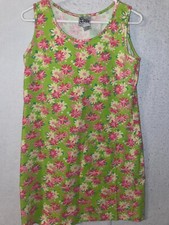 Lilly Pulitzer Sleeveless Summer Dress Sz M Womens VTG green pink Floral Cotton