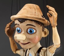 Amazing marionette of Pinocchio in retro style