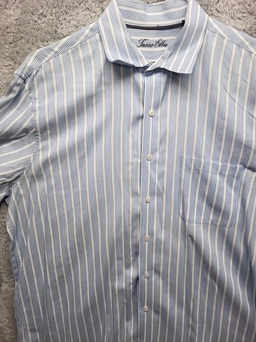 Tasso Elba Shirt Mens XL 17 17 1/2 Light Blue Striped Long Sleeve Button Down - Picture 4 of 20