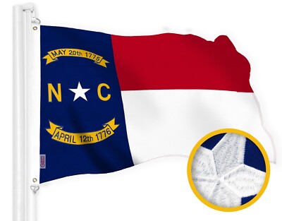 G128 North Carolina State Flag 2x3 Ft Embroidered 220GSM Spun Polyester