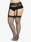 TORRID PLUS SIZE GARTER ATTACHED LACE TOP FISHNET STOCKINGS 00/0 1/2 3/4 5/6