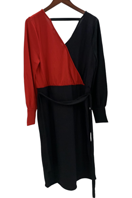 hacci knit dress Colleen Lopez Women's Colorblock Hacci Knit Dress Red/Black